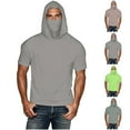 thumbnail image 1 of Fanxing Big and Tall Cooling Sun Shirt with Face Mask Short Sleeve Hoodie Mens UPF 50+ UV Sun Protection Shirts Lightweight Performance Fishing Shirt Green,XL, 1 of 9