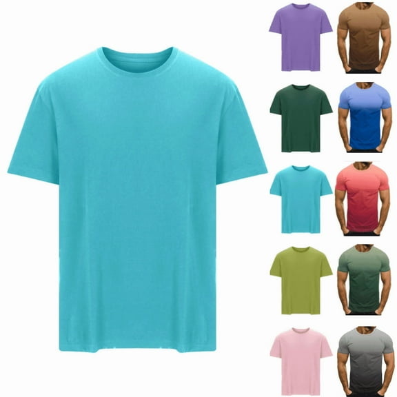 Fanxing Big & Tall Mens Shirts Mens Gym Workout Tees Big and Tall T-Shirt Slim Fit Short Sleeve Cotton Performance Athletic Shirts Running Fitness Tee Blue,XXXXXL