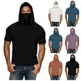 thumbnail image 1 of Fanxing Big and Tall Cooling Sun Shirts for Men with Hood Short Sleeve Lightweight Tees with Masks Fishing Hoodie Purple,XXL, 1 of 9