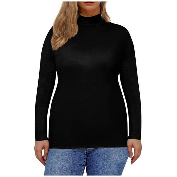 Fanxing Black Turtleneck Women Soft Women's Turtleneck Shirts Ribbed Pullover Sweater Underscrub Long Sleeves Tops Lightweight Thermal Underwear Blouse