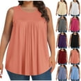 thumbnail image 1 of Fanxing Black Women's Long Tunic Tank Tops to Wear with Leggings L Summer Sleeveless Plus Size Tshirts Breathable Loose Fitting Dressy Shirts ( Women's Plus L-5XL), 1 of 7