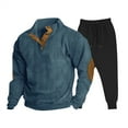 thumbnail image 1 of Fanxing Men's Tracksuits Corduroy Henley Tops Joggers Pants Outfits 1/4 Button Down Henley Shirt with Sweatpants 2pcs Sets Sweatsuits Shirts For Men, 1 of 6