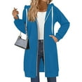 thumbnail image 1 of QHRMKOG Women's Hoodies Fall Full Zip Plain Sweatshirt Slim Fit Long Sleeve Polyester Coat Fashion Hoodie Blue XL, 1 of 5