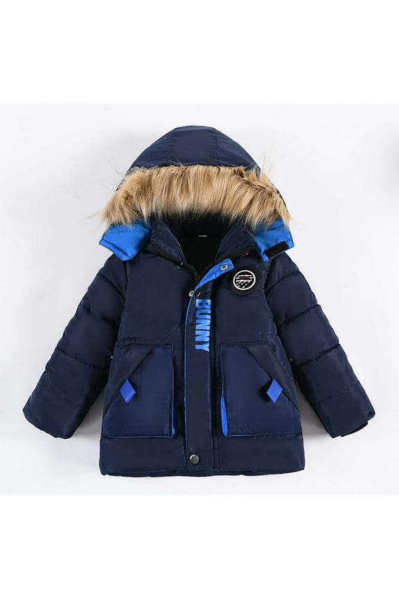 Boys Waterproof Ski Jacket with Faux-Fur Hood Fleece Snowboarding Jackets Warm Thick Winter Coat Hooded Overcoat Clearance 90,100,110