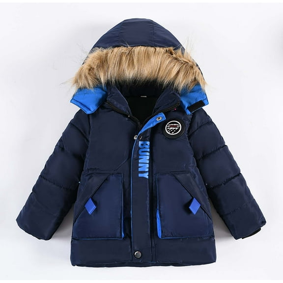 Fanxing Boys Waterproof Ski Jacket with Faux-Fur Hood Fleece Snowboarding Jackets Warm Thick Winter Coat Hooded Overcoat Clearance 90,100,110