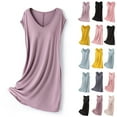 thumbnail image 1 of Fanxing Built in Bra Nightgowns for Women Sleeveless Sleepshirt Long Sleepwear Tank Nightshirt Maxi Casual Dress Black,L, 1 of 6