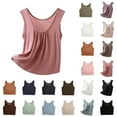 thumbnail image 1 of Fanxing Built in Bra Tank Tops for Women V Neck Camisole Padded Workout Yoga Thin Spaghetti Strap Comfy Shelf Bra Undershirts Khaki,L, 1 of 6