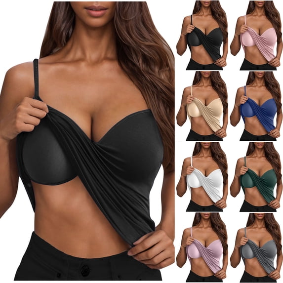 Fanxing Camisole Tops for Women Summer Casual Spaghetti Strap Cami Tank Tops Built in Bra Sports Padded Cotton Undershirts Purple,S