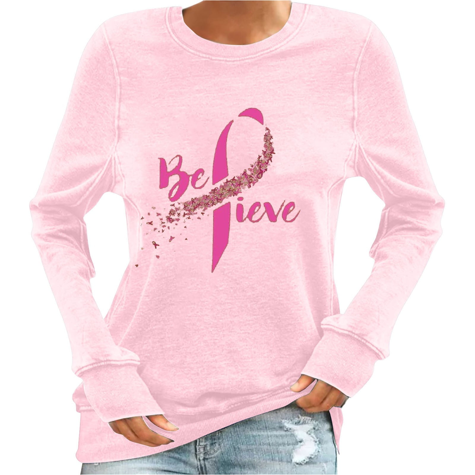 Fanxing Cancer Shirts for Women 2025 Crewneck Sweatshirts Breast Cancer ...