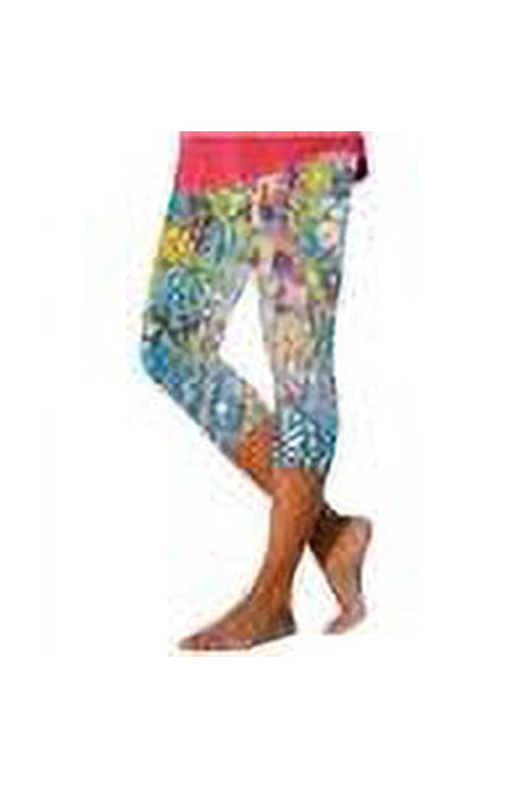 Capri Leggings for Women Graffiti Floral Print Capris Pants Summer Casual Knee Length Capri Leggings 2025 Silm Fit Comfy Cropped PantsMulticolor,M
