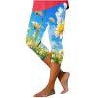 Fanxing Capri Leggings for Women Impressionist Oil PaintingTummy Control Knee Length No Pockets High Waisted Yoga Pants Soft Workout TightsMulticolor,XXXL