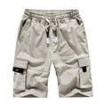 thumbnail image 1 of Fanxing Cargo Shorts for Men Big & Tall Summer Shorts Drawstring Waisted Lightweight Stretchy Shorts for Hiking, Tactical, Camping, Travel with Pockets White,XXXL, 1 of 2