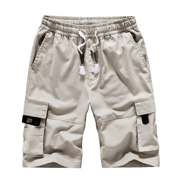 Fanxing Cargo Shorts for Men Big & Tall Summer Shorts Drawstring Waisted Lightweight Stretchy Shorts for Hiking, Tactical, Camping, Travel with Pockets White,XXXL