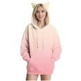 thumbnail image 1 of Fanxing Cat Hoodies for Women Teen Girls Oversized Fleece Drawstring Sweatshirt Fashion Gradient Long Sleeve Pullover Cute Sweater Pink M, 1 of 5