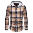 thumbnail image 1 of Fanxing Christmas Gifts For Men Mens Flannel Hoodie Shirts Plaid Jacket Men's Casual Button Down Shirt Long Sleeve Casual Hoodies Sweatshirts, 1 of 8