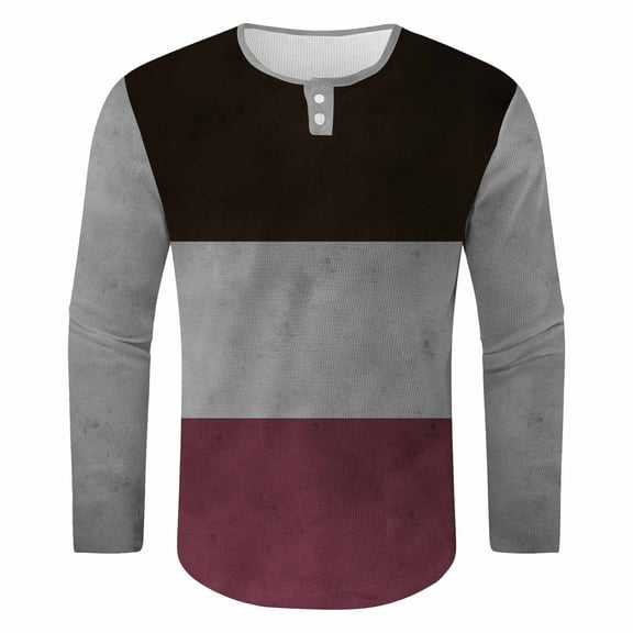 Fanxing Christmas Mens Shirts Mens Henley Shirts Casual Plaid Gradient Long Sleeve Shirts Loose Pullover Graphic Tee Shirts Fall Fashion 1/4 Buttons Tops
