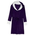 thumbnail image 1 of Fanxing Christmas Robes for Women Plush Fleece Hooded Bathrobe, Plus Size Thick Warm Long Robe Sleepwear with Pocket Purple 2XL, 1 of 6