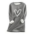 thumbnail image 1 of Fanxing ChristmasDeals Clearance 2025 Fleece Lined Thermal Shirts for Women Cute Heart Long Sleeve Thermal Underwear Tops Crewneck Soft Base Layer Cold Weather Ultra Soft Sherpa Blouse, 1 of 2