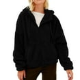 thumbnail image 1 of Fanxing ChristmasDeals Clearance 2025 Sherpa Hoodies Jacket for Women Cozy Fleece Hooded Sweatshirts Fall Casual Sherpa Oversized Jackets Coats Black M, 1 of 6