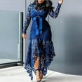 thumbnail image 1 of Fanxing Women Plus Size Lace Tulle Dress Hollow Out Long Sleeve Lace Mermaid Dress Fall Ruffled High Low Irregular Cocktail Party Gowns, 1 of 6