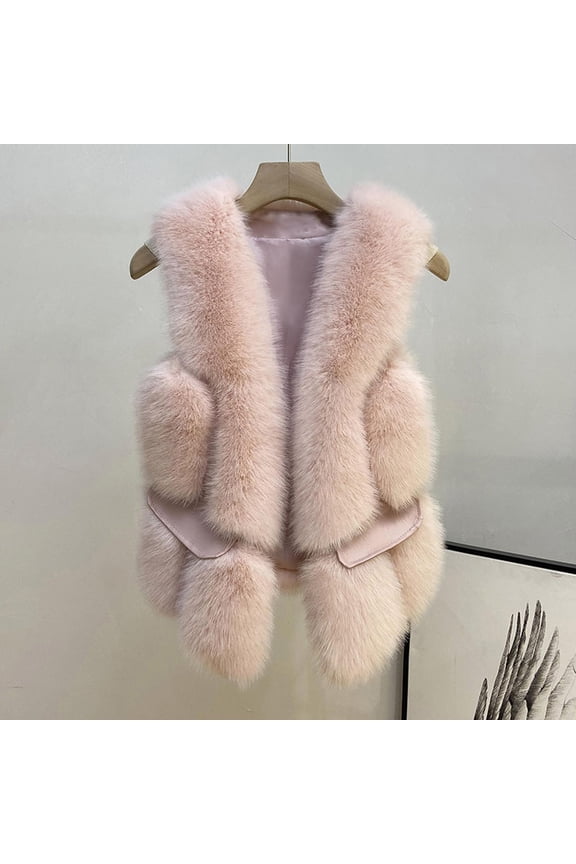 ChristmasDeals Clearance Women Sherpa Fleece Lined Vest Loose Waistcoat Sleeveless Leather Jacket Gilet Outwear Pink XXXL Christmas Gift Clearance 2025