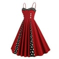 thumbnail image 1 of Fanxing ChristmasDeals Clearance Women Vintage 1950s Retro Dress Spaghetti Strap Swing Cocktail Party Dress Rockabilly A-line Midi Dress Wine,XXL, 1 of 5