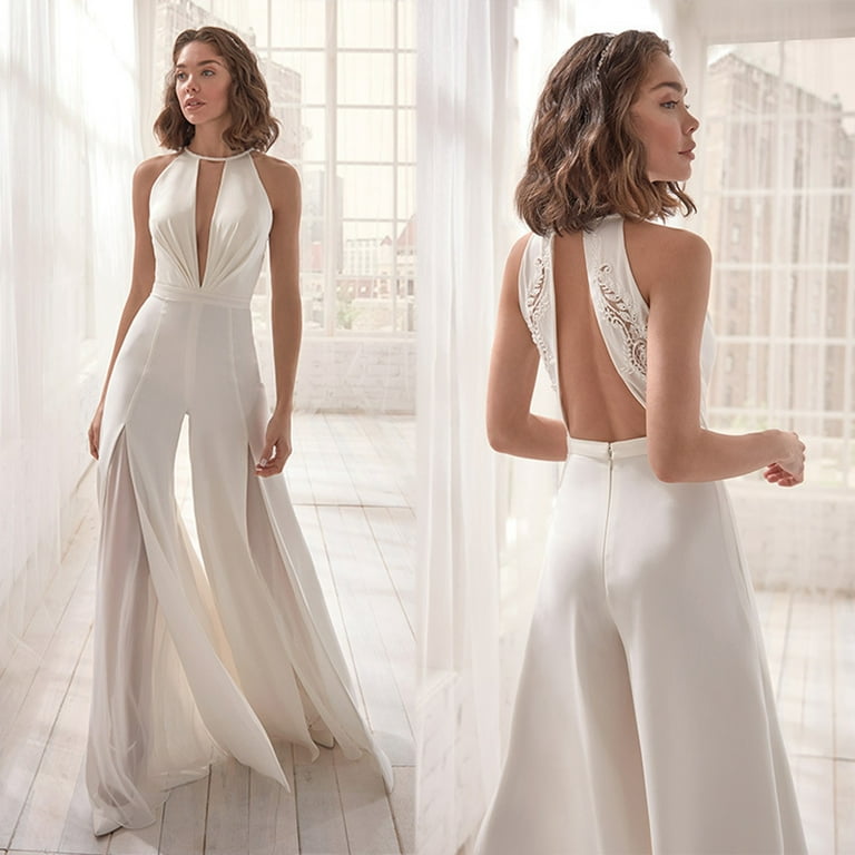 Pants White Dressy Jumpsuits Evening Wear 2019 White Prom