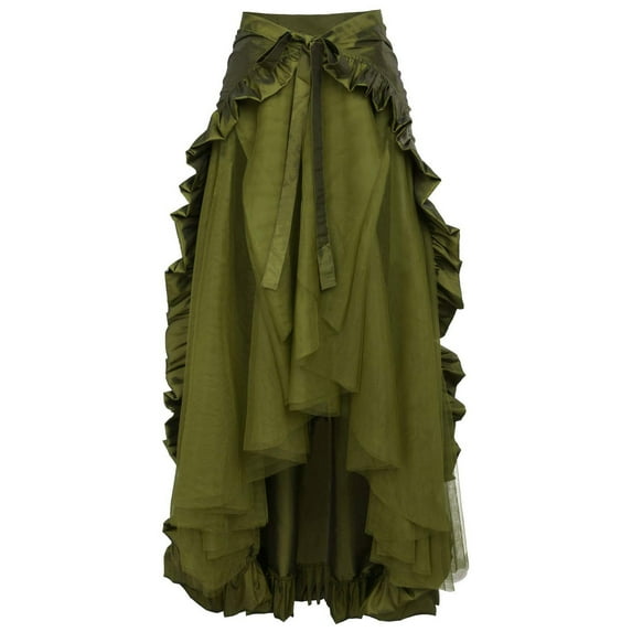 Fanxing ChristmasDeals Juniors Fall Dresses Women's High Waisted Skirts Vintage Ruffles Hip Skirt Mesh Lace Fishtail Skirts Retro Long Skirt Fall Dress Clearance