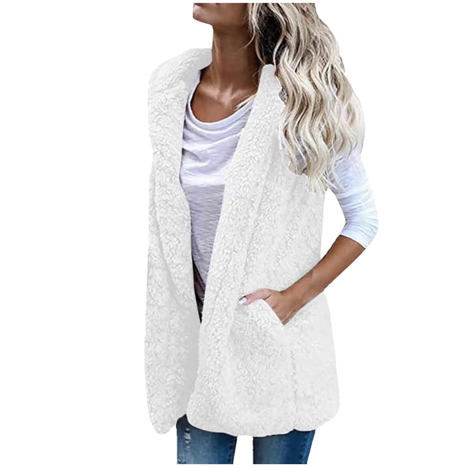 Sherpa Floral Open Front Vest Coat