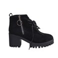thumbnail image 1 of Fanxing Chunky Block Boots 2025 Platform Boots for Women, Heeled Combat Boots Chunky Heel Booties Round Toe Lace Up High Heel Ankle Boots Deals, 1 of 6