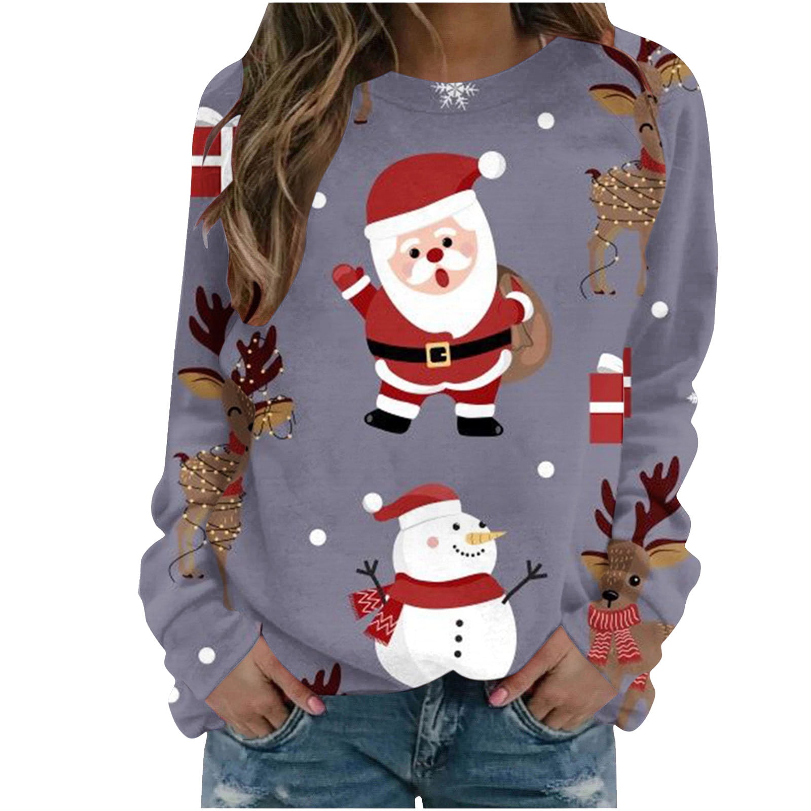 Fanxing Clearance 2023 Sweatshirt for Juniors Reindeer Santas Snowman ...