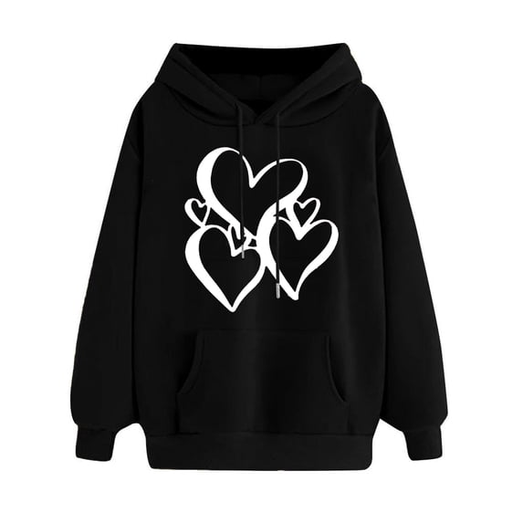 Fanxing Clearance 2023 Teen Girls Cute Hoodies Sweatshirts, Womens Hoodies Casual Long Sleeve Solid Lightweight Hoodie Pullover Tops Soft Fall Hooded Sweatshirt Black M