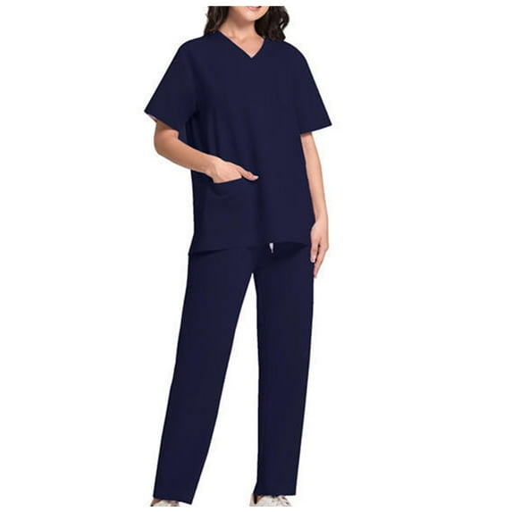 Fanxing Clearance 2024 Unisex Women and Men Scrubs Set Nurse Uniform Jogger Suit Stretch Top & Pants with Pocket for Nurse Workwear S-3XL