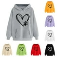 thumbnail image 1 of Fanxing Drawstring Hoodies for Juniors Heart Graphic Hoodie Sweatshirt for Women Trendy Funny Print Long Sleeve Pullover Hooded Sweatshirts Black,XL, 1 of 4