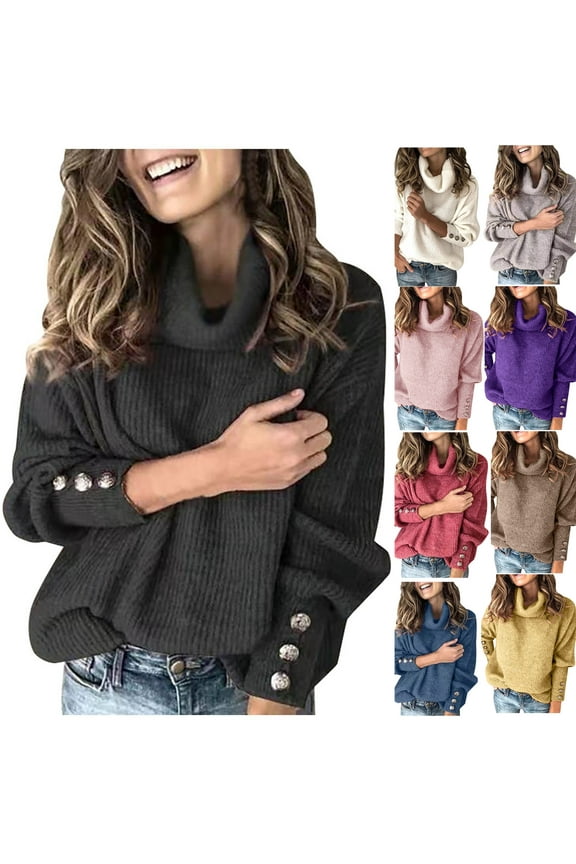 Junior Girl Sweater Turtleneck Jumpers Long Sleeve Solid Sweaters Outwear for Fall Winter Black,S