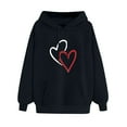 thumbnail image 1 of Fanxing Clearance 2025 Juniors Oversized Sweatshirts Heart Pattern Long Sleeve Hoodies Pullover Sweatshirt with Pocket Drawstring Casual Basic Top Blouse Black S, 1 of 4