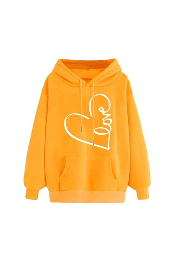 Teen Girls Plus Size Hoodies, Heartbeat Hoodies for Juniors Sweatershirt ,2025 Fall Fashion Lightweight Drawstring Pullovers for Women Yellow S