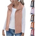 thumbnail image 1 of Fanxing Clearance 2025 Womens Fuzzy Sherpa Fleece Jacket Plus Size Lightweight Vest Coat Cozy Sleeveless Cardigan Zipper Waistcoat Outerwear with Pocket Orange,XXL, 1 of 7