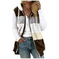 thumbnail image 1 of Fanxing Womens Fuzzy Sherpa Fleece Jacket Plus Size Lightweight Vest Hooded Coat Cozy Sleeveless Cardigan Zipper Waistcoat Outerwear with Pocket Coffee XXXL, 1 of 5