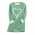 thumbnail image 1 of Fanxing Clearance Deals 2024 Fleece Lined Thermal Shirts for Women Cute Heart Long Sleeve Thermal Underwear Tops Crewneck Soft Base Layer Cold Weather Ultra Soft Sherpa Blouse, 1 of 2