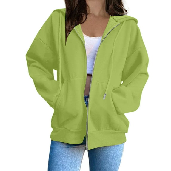 Fanxing Clearance Deals 2025 Zip Up Hoodies for Women 2025 Fall Trendy Plus Size Hooded Sweatshirt Full Zip Zipper Athletic Jacket Lightweight Workout Sweatshirts Coats