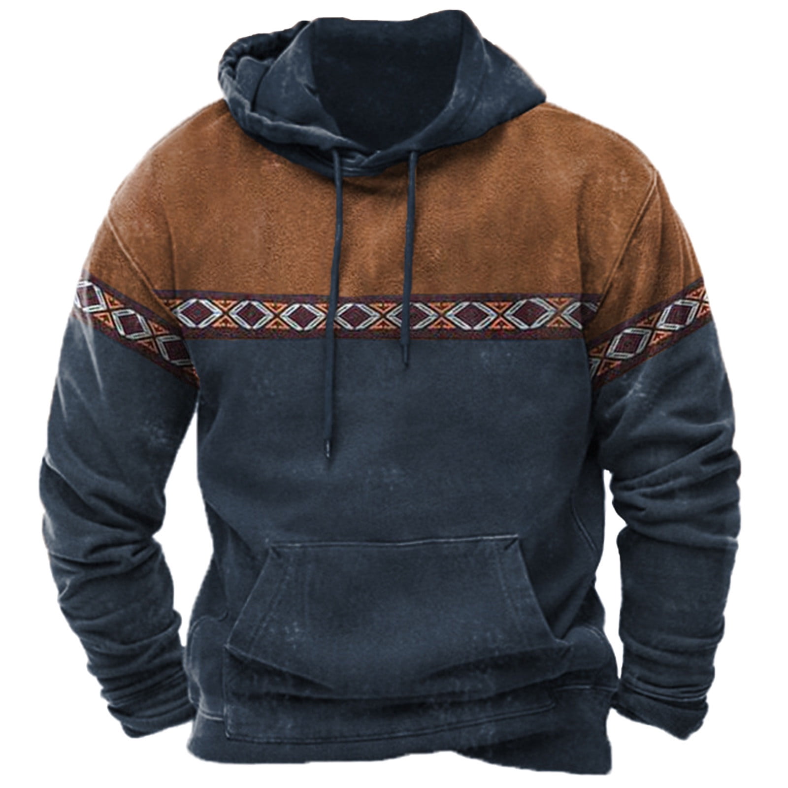 Fanxing Clearance Deals Aztec Sweatshirts for Men, Men's Western Tribal  Amrican Southwest Pullover Drawstring Hooded Sweatshirt 