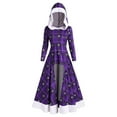 thumbnail image 1 of Fanxing Clearance Deals Cloak Dress for Women Plaid Hood Halloween Gothic Dresses with Corset High Low Vintage Goth Punk Fared Long Dress Purple L, 1 of 4