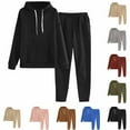 thumbnail image 1 of Fanxing Men Solid Pullover Jogging Suits Hoodie & Sweatpants Tracksuit 2 Piece Outfits Jogging SuitBlack,L, 1 of 7