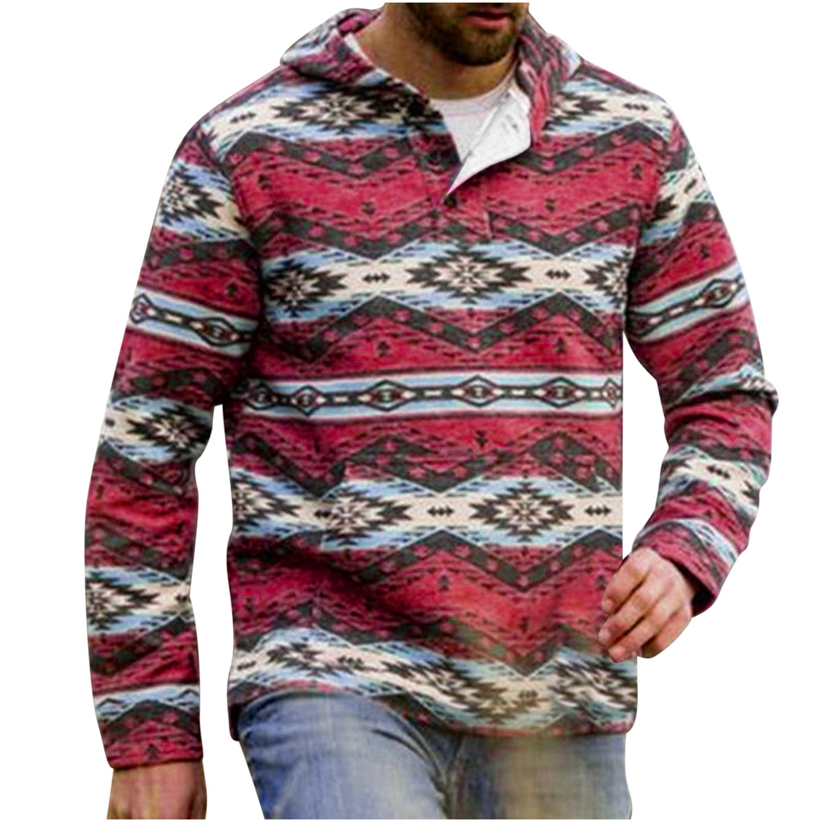 Fanxing Clearance Deals Men's Western Aztec Sweatshirts Outdoor Ethnic ...