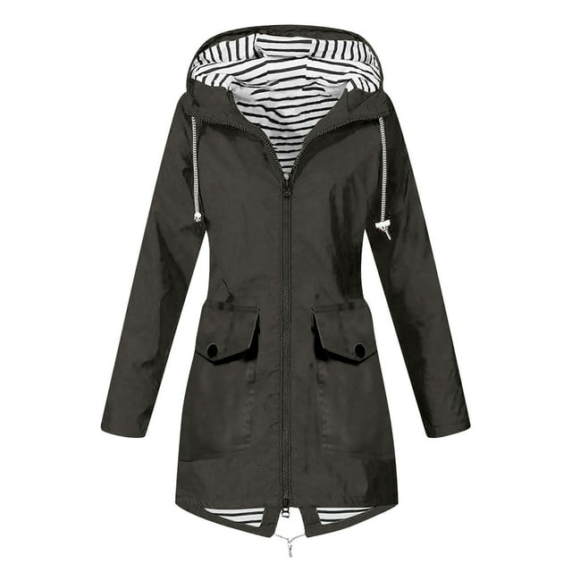 Fanxing Clearance Deals Women's Raincoats Waterproof Hooded Plus Size