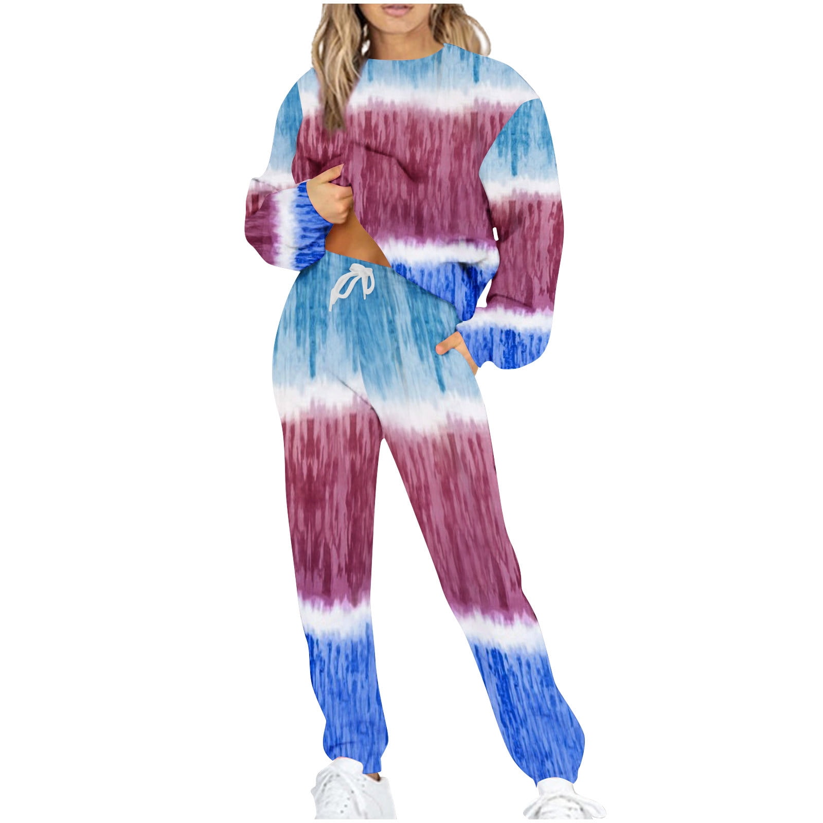 Fanxing Clearance Deals Women s Tie Dye Jogger Outfit Sweatshirt