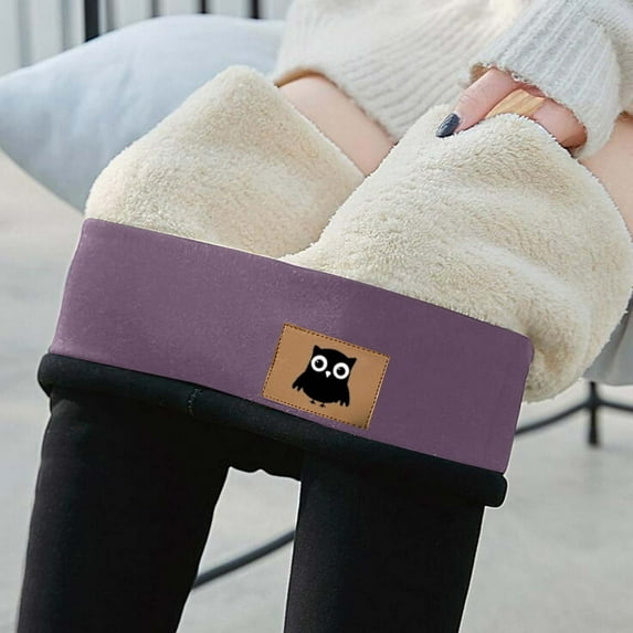 Fanxing Clearance Fleece Lined Leggings for Women Plus Size High Waisted Thermal Warm Winter Yoga Pants, Pull-On Trousers Office Skinny Tights Black M