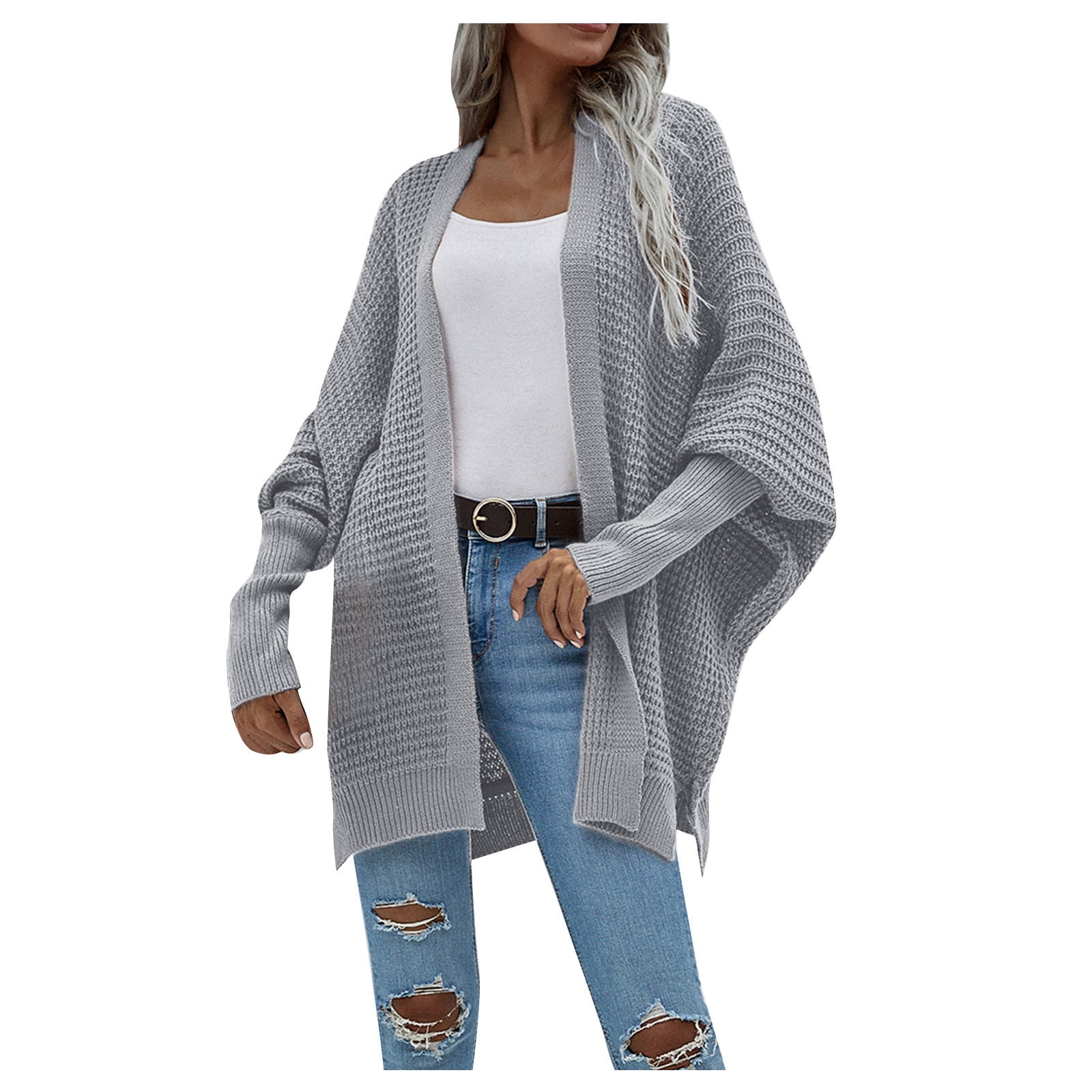 Fanxing Clearance Women Striped Knit Cardigan Jacket Sweater Oversized