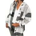 thumbnail image 1 of Fanxing Color Block Plaid Shacket Jacket Women Cute V Neck Long Sleeve Shirt Button Down Blouses Tops Flannel Shirts Jackets Coats Clearance S,M,L,XL,XXL,XXXL, 1 of 6